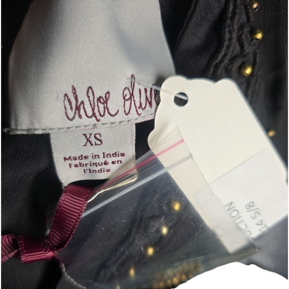 NWT Anthropologie Chole Oliver Black Embellished Blouse with Sheer Sleeves - Picture 3 of 5